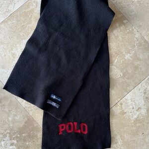 Polo by Ralph Lauren Black Scarf with Red Logo
